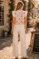 Switch Floral Jacquard Ruffle Sleeve Knit Top: ROSE PINK 2 image