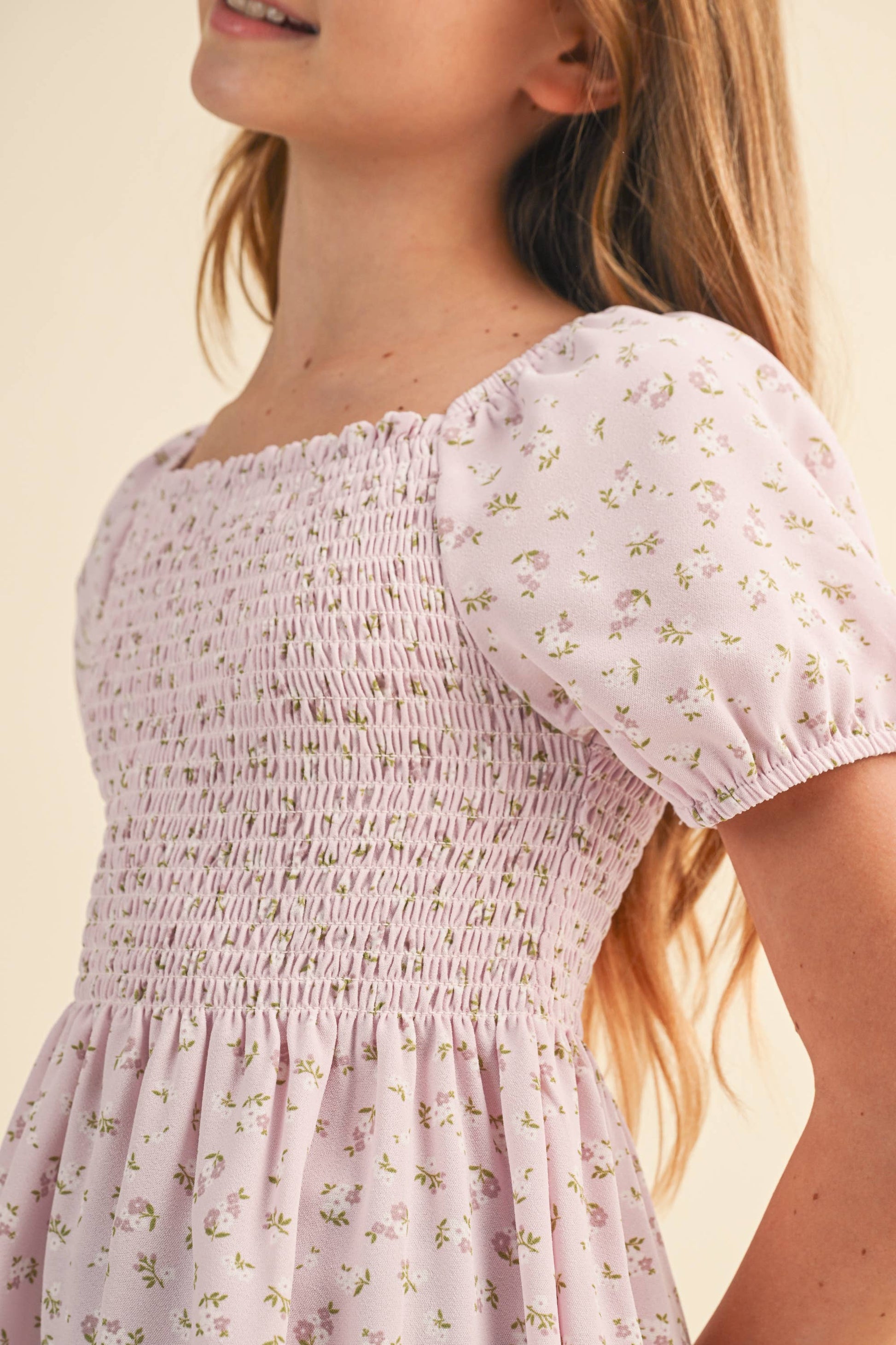 TWEEN KIDS GIRLS SMOCKED TOP