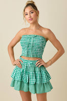 Switch Mixed gingham tube top with ruffle short set 3 image