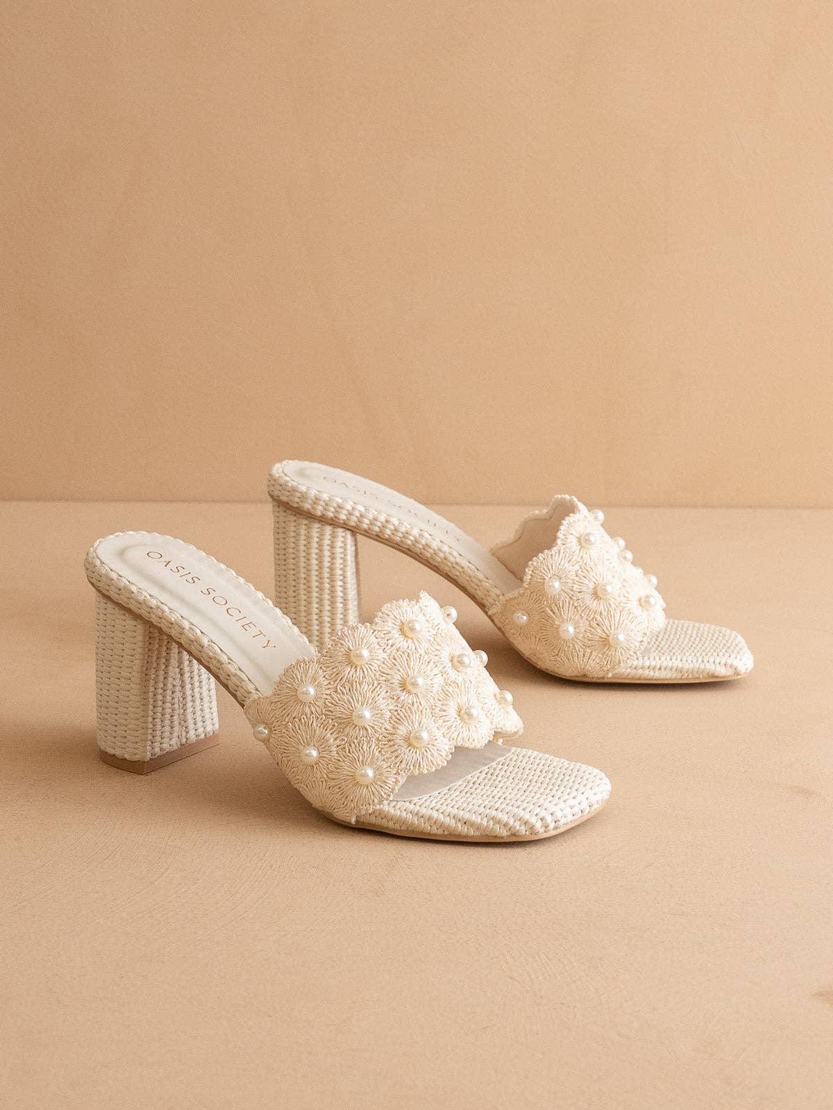 The Holland | Pearl Raffia Block Heel Mule
