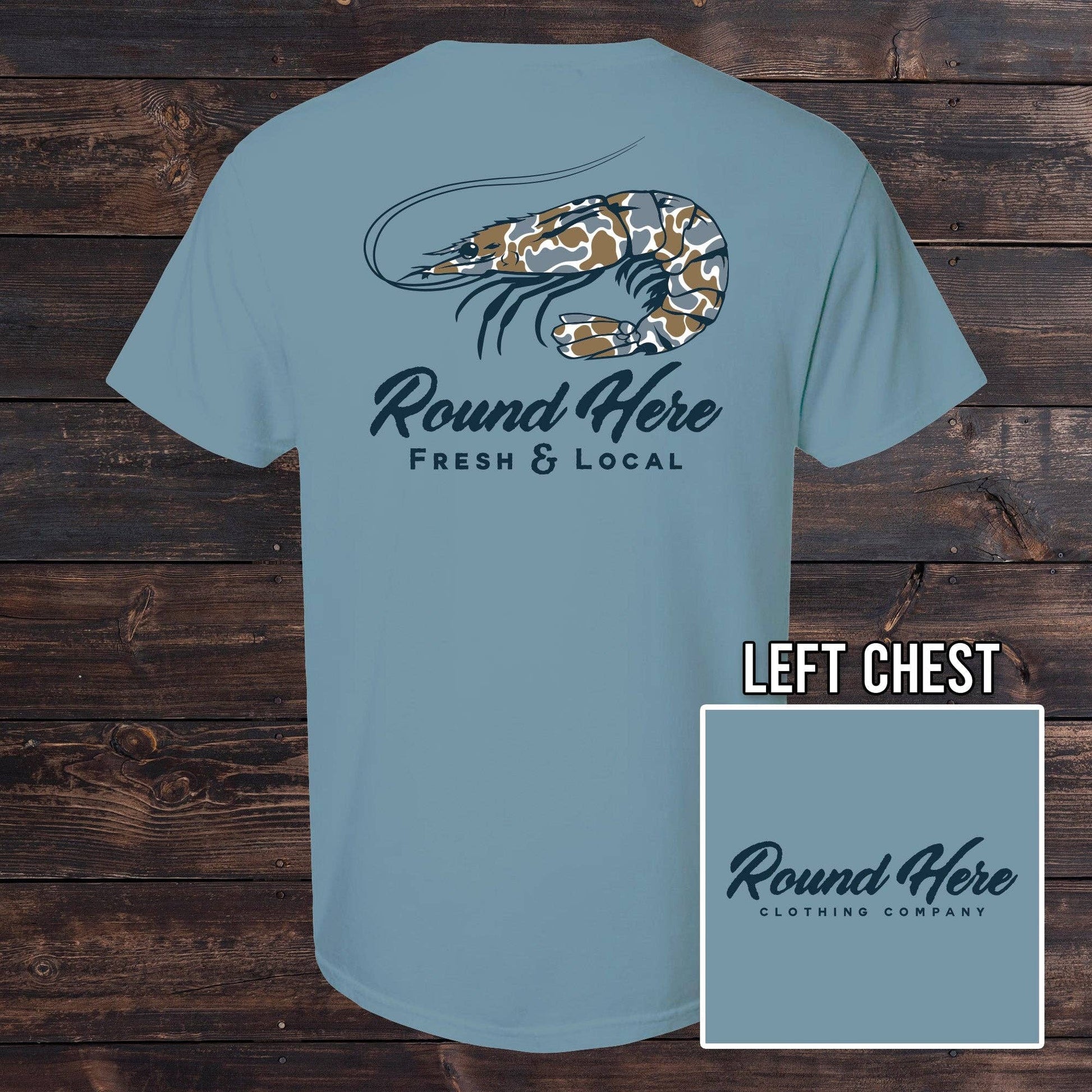 Round Here Clothing Blue Camo Shrimp