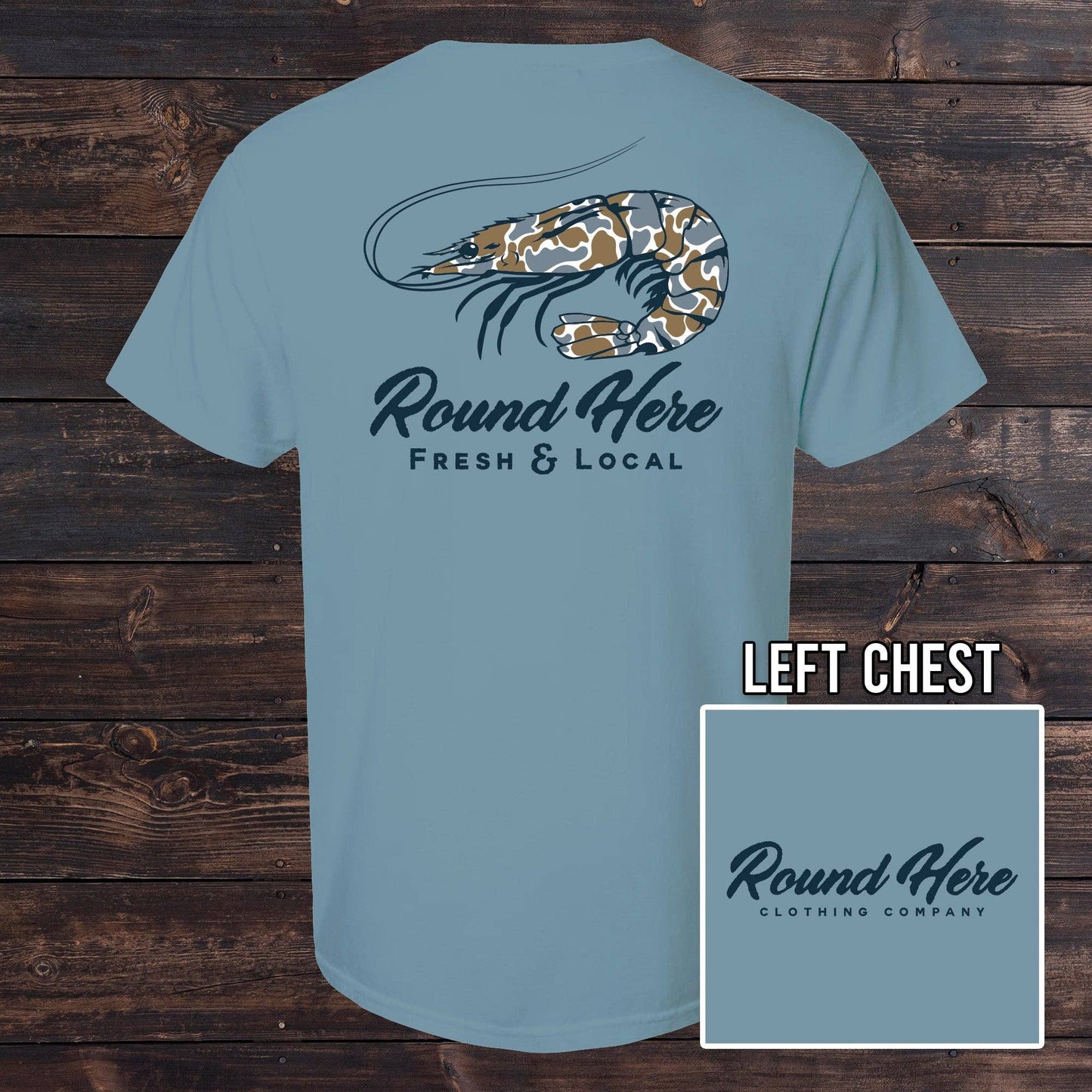 Round Here Clothing Blue Camo Shrimp