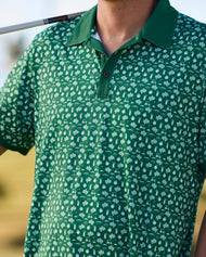 Mens Green and White Polo