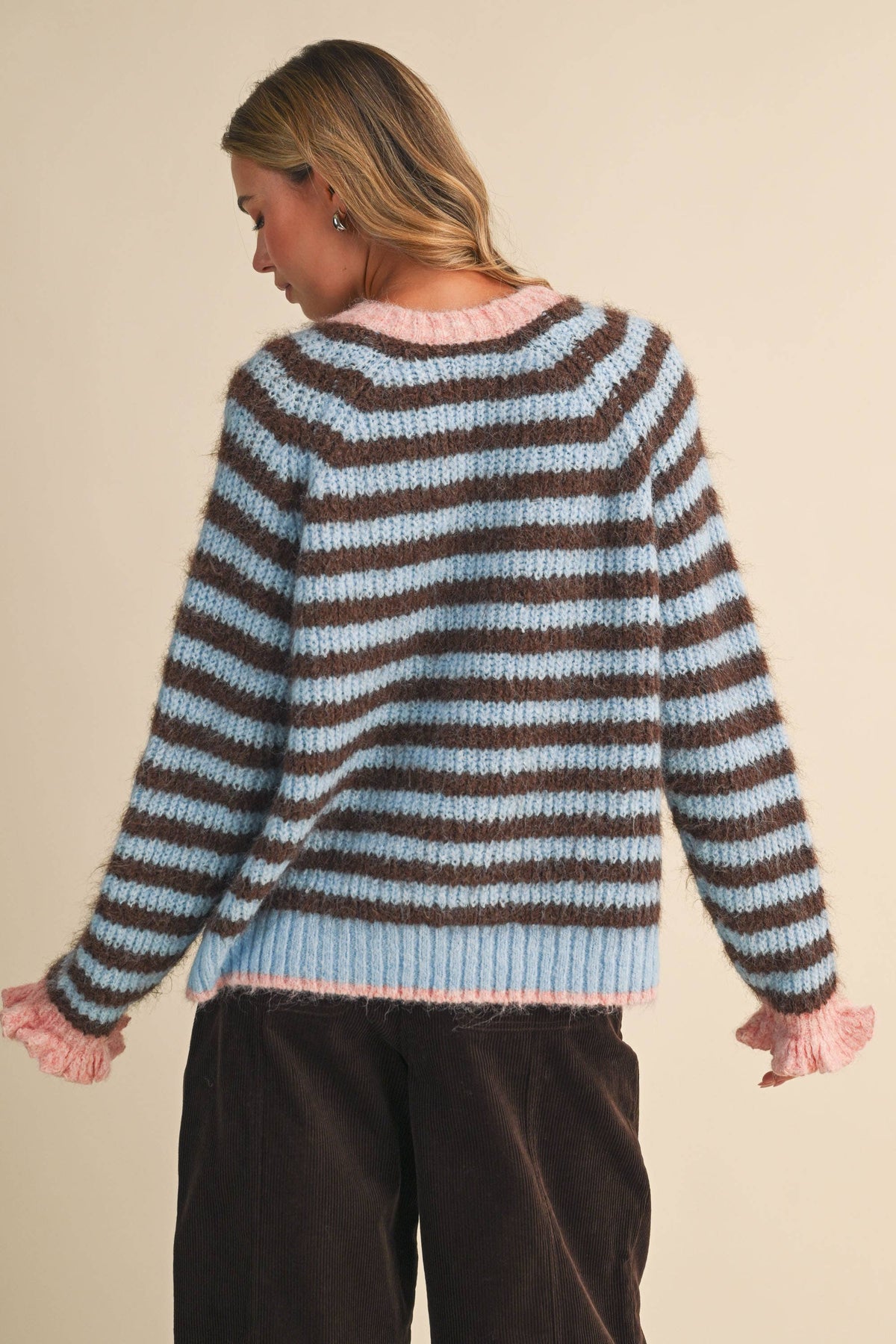 Ruffle Sleeve Stripe Sweater