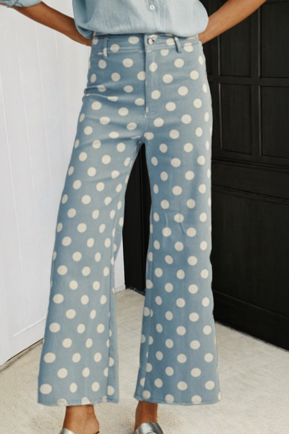 Polka Dot Jeans Light Blue