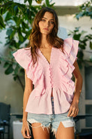 Switch * Ruffle Smocked Peplum Blouse: Baby Blue 3 image