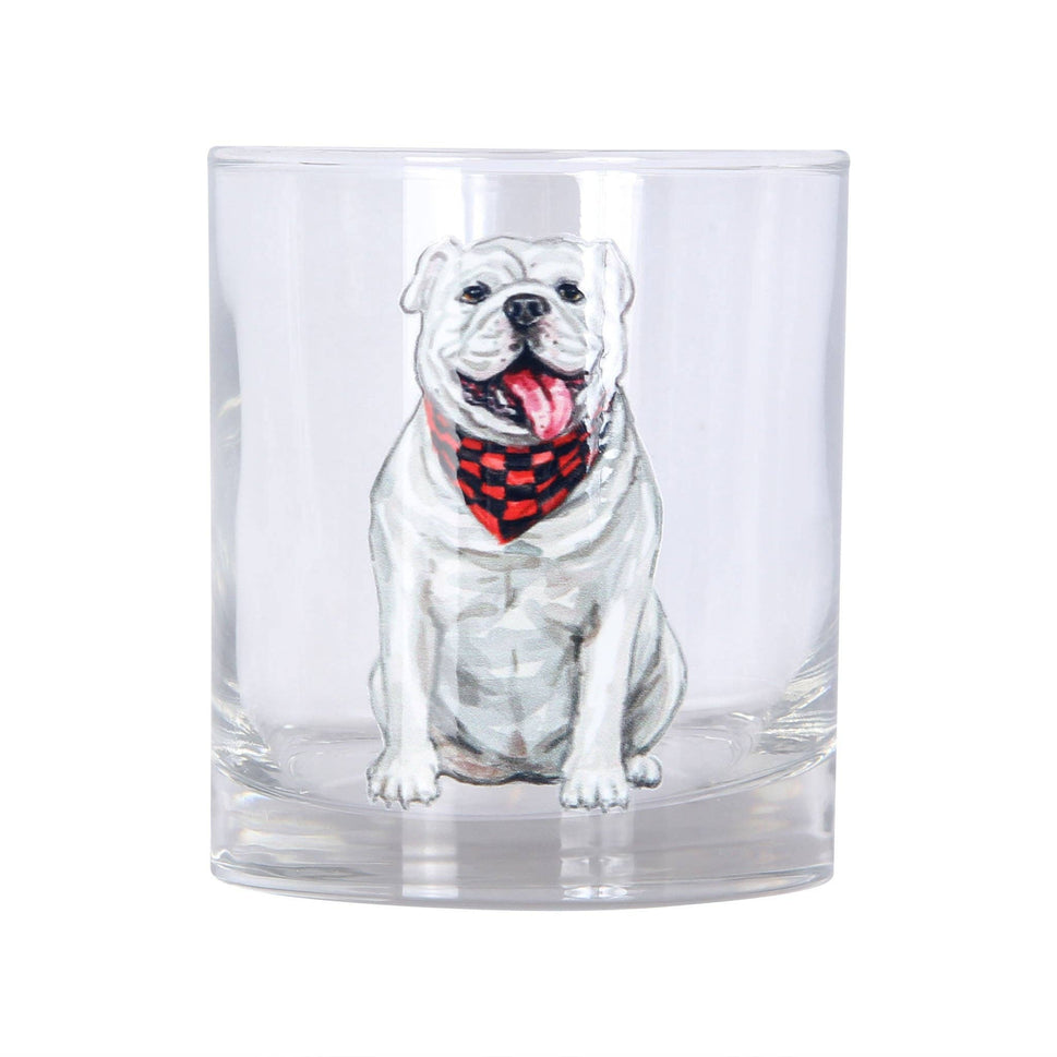 Watercolor Bulldog Rocks Glass