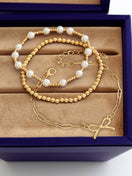 Switch Bow Chain Link Pearl Beaded Multi Layer Bracelet: Gold 2 image
