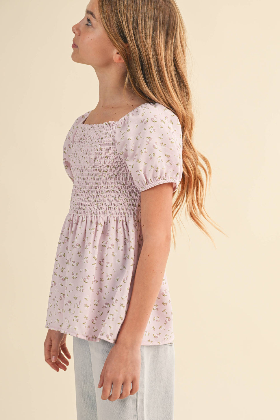 TWEEN KIDS GIRLS SMOCKED TOP