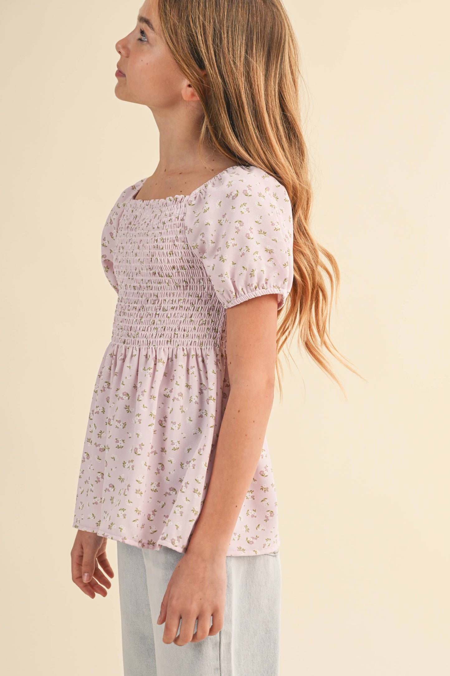 TWEEN KIDS GIRLS SMOCKED TOP