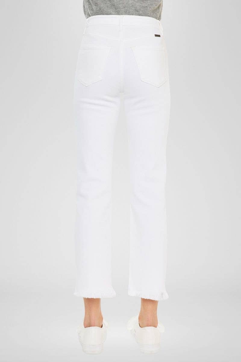 HIGH RISE WHITE SLIM STRAIGHT JEANS