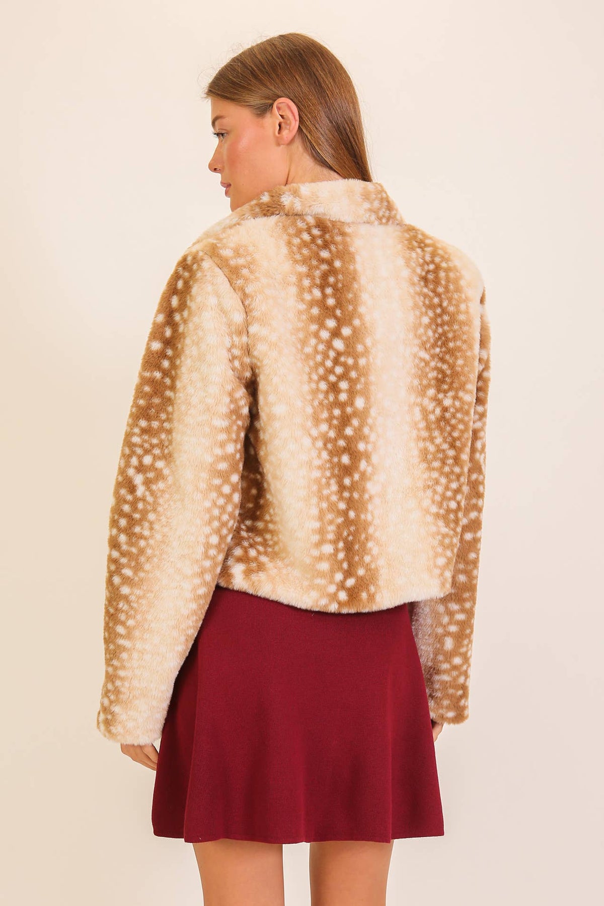 Spotted Faux Fur Cropped Jacket