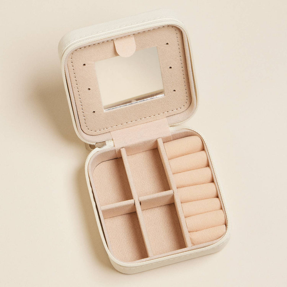 Bow Monogram Print Jewelry Box -Travel Size: Pink