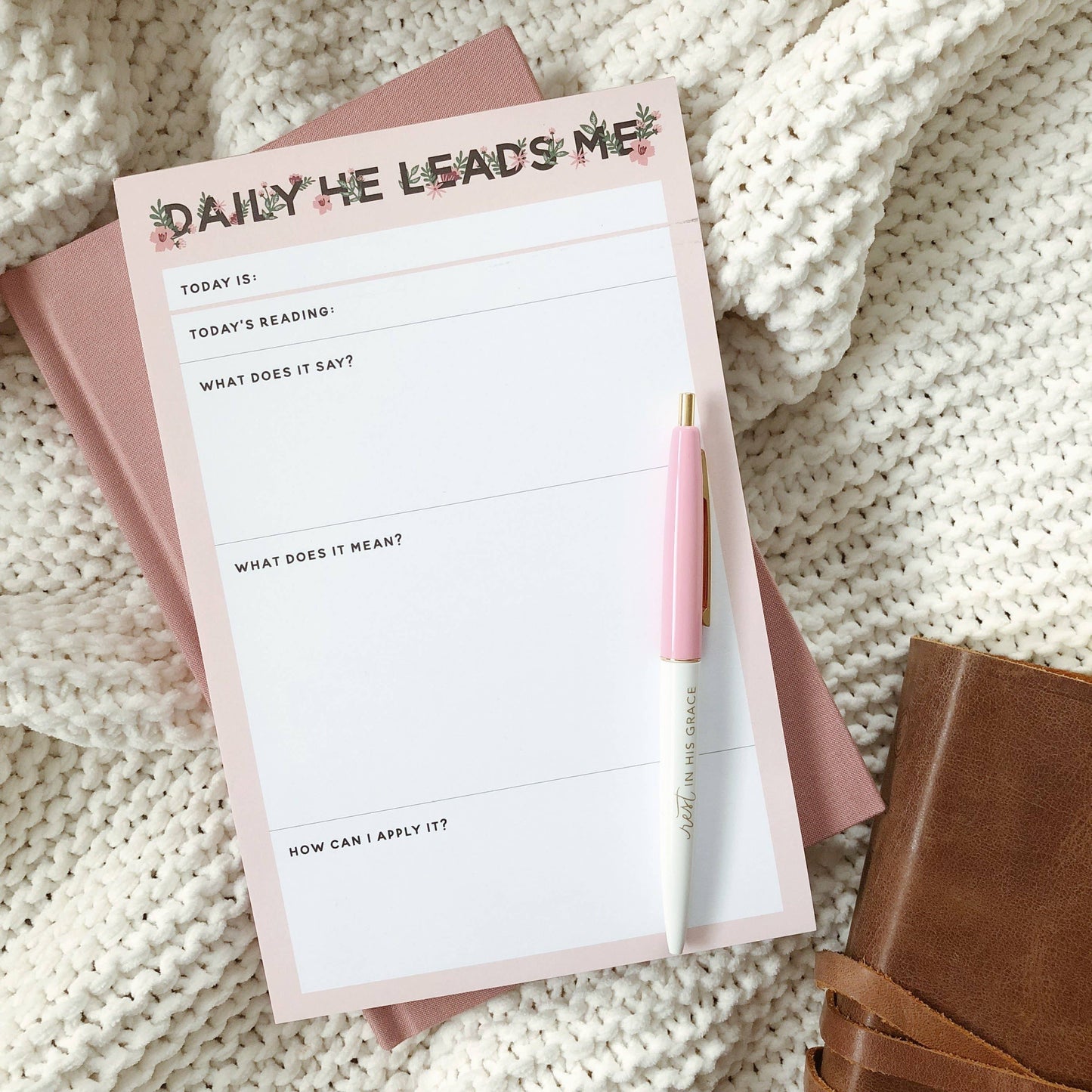 Daily He Leads Me Notepad | Wildflower