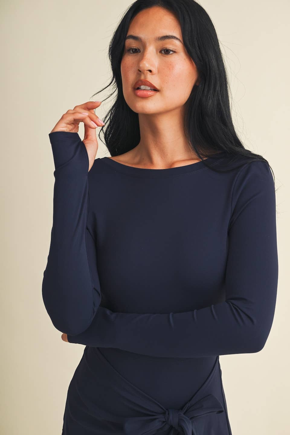 Long Sleeve Wrap Tie Front Dress