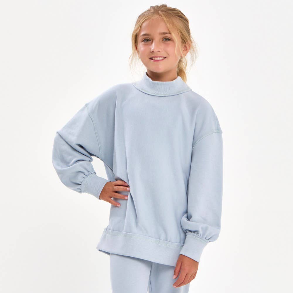 Cotton Terry Mock Neck Sweatshirt: Pink