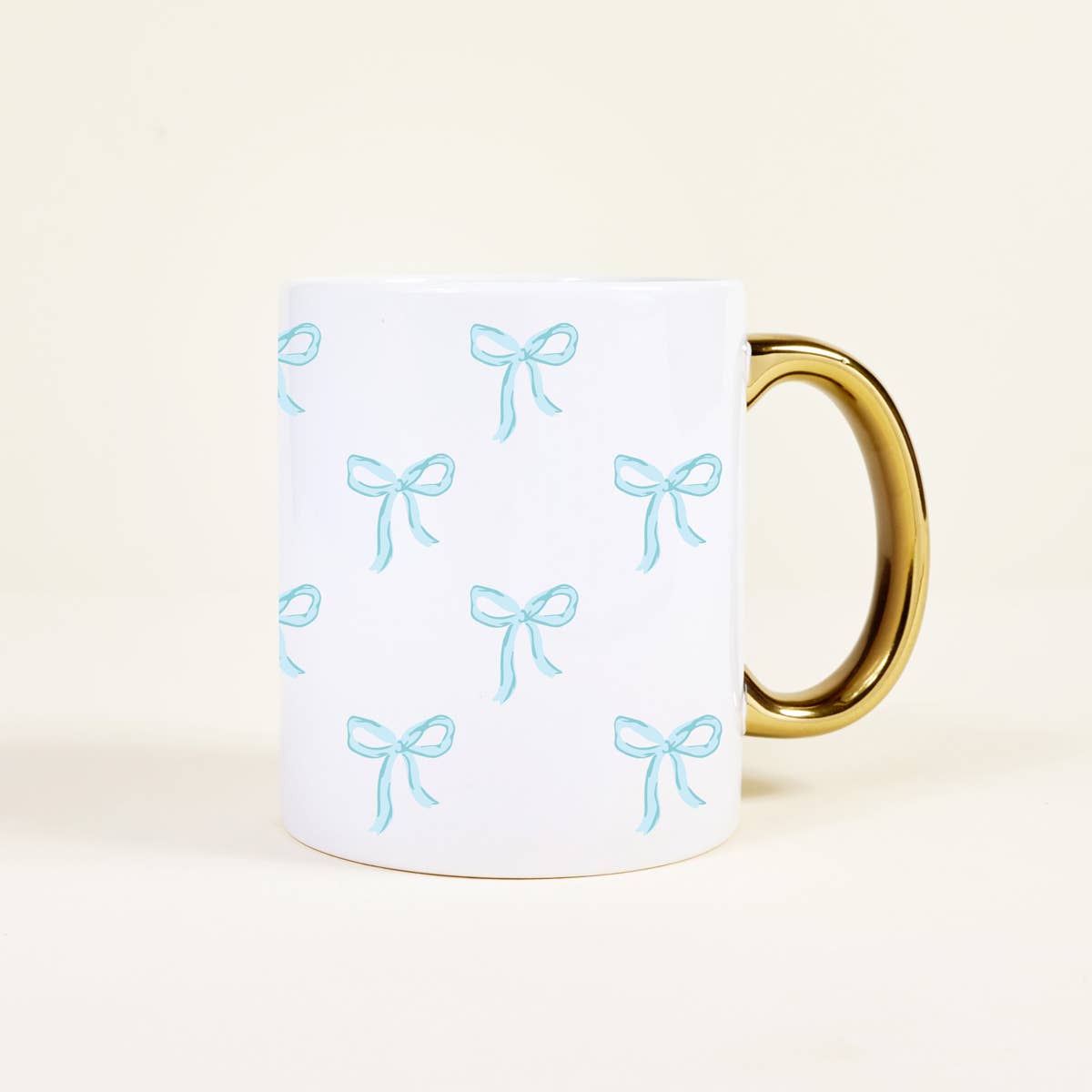 11 oz Cozy Cute Ceramic Mug–Bows Blue