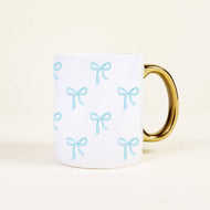 11 oz Cozy Cute Ceramic Mug–Bows Blue
