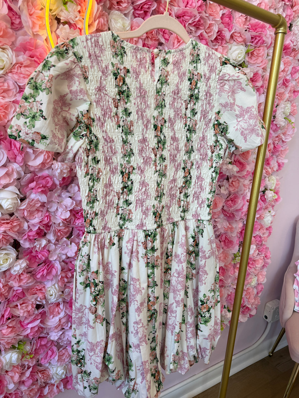 *Purple & Green Floral Mini Dress