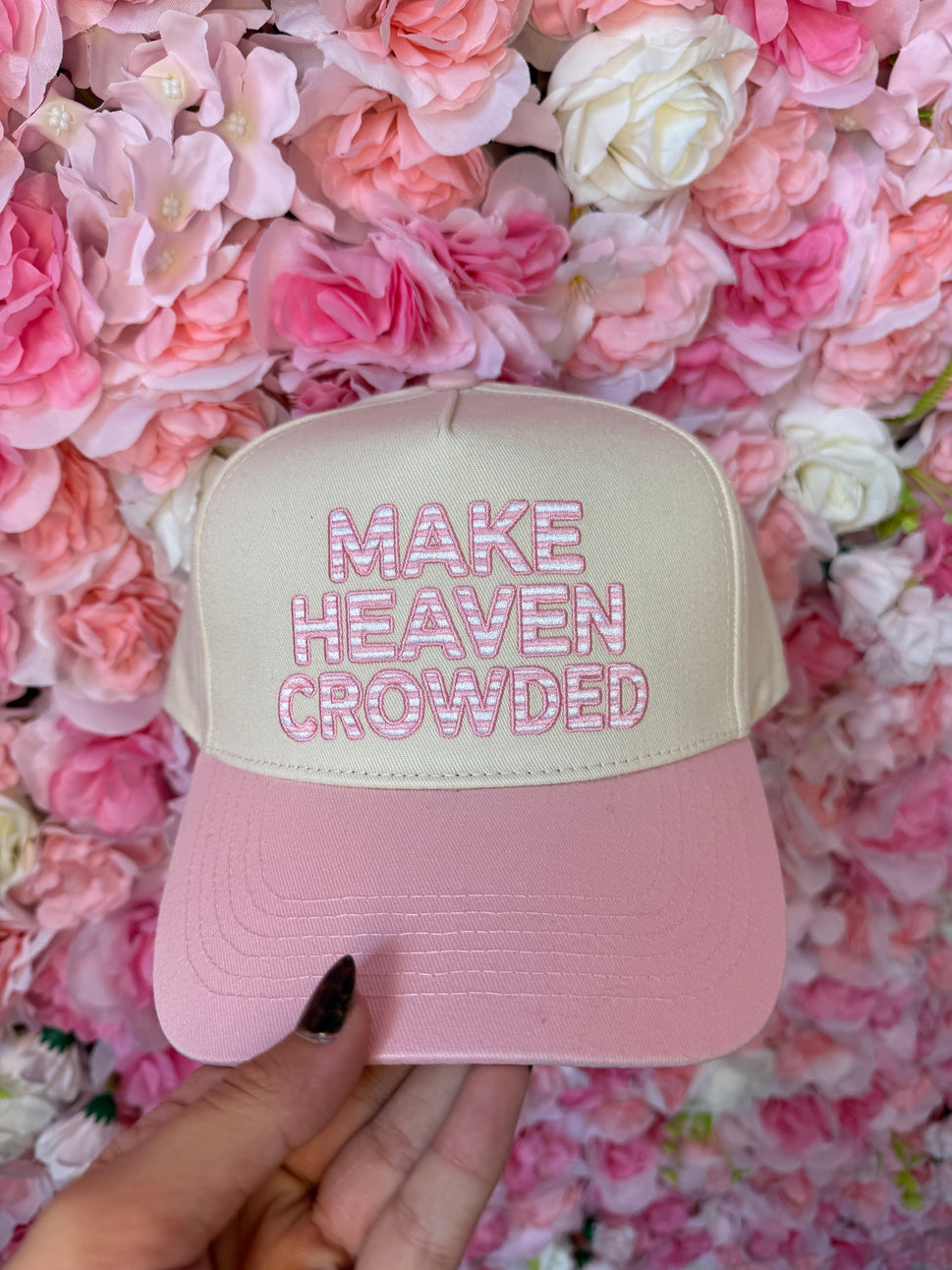 Make Heaven Crowded - Vintage Trucker Hat: Pink