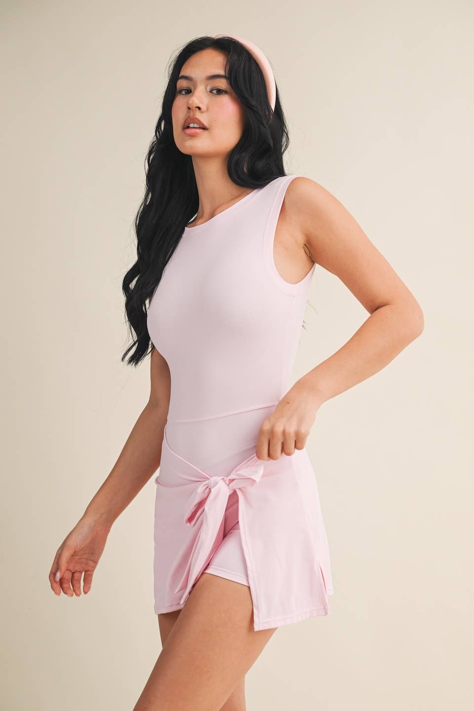 *Sleeveless Wrap Tie Front Dress