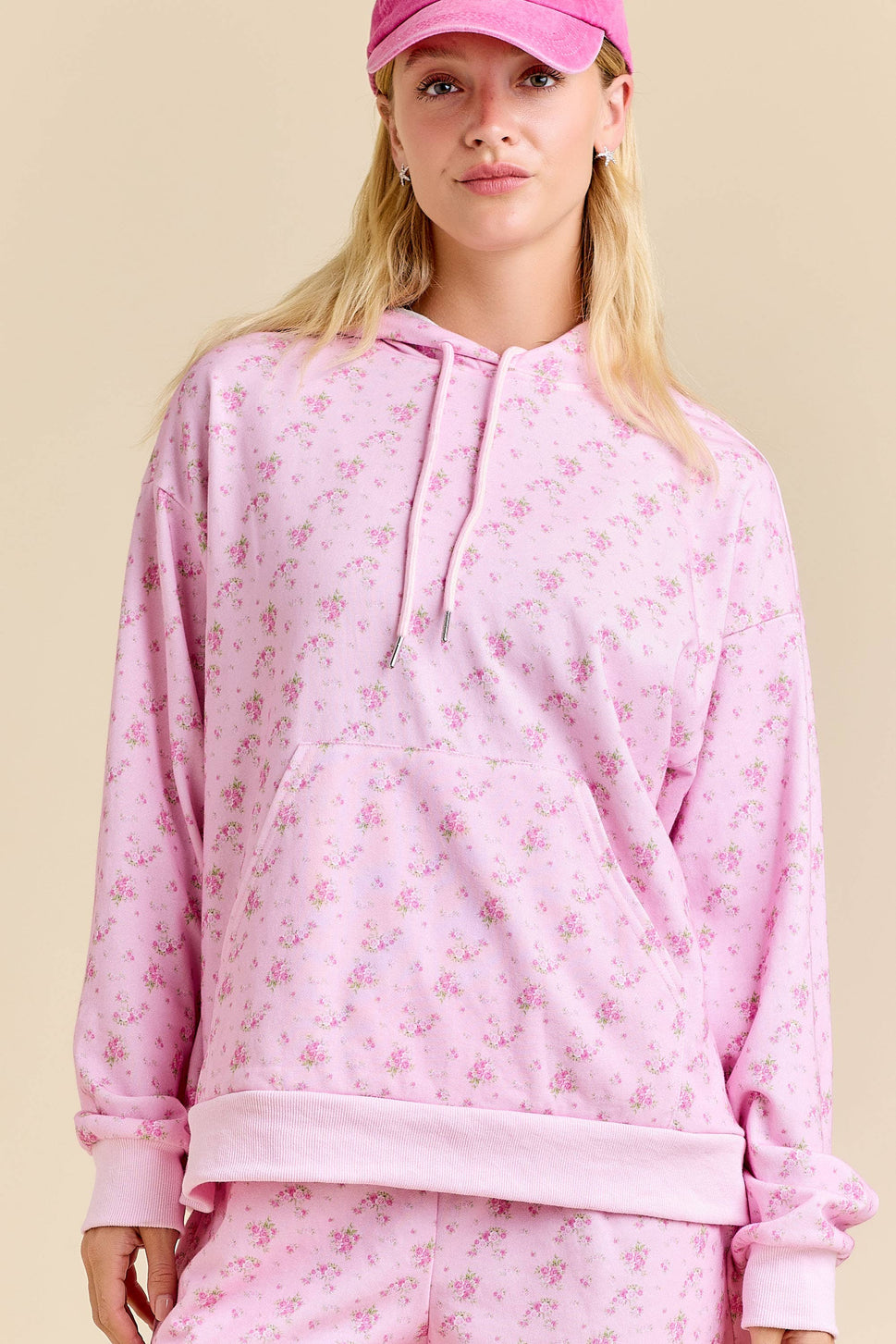 FLORAL PRINT HOODIE SET – PASTEL COZY LOUNGEWEAR