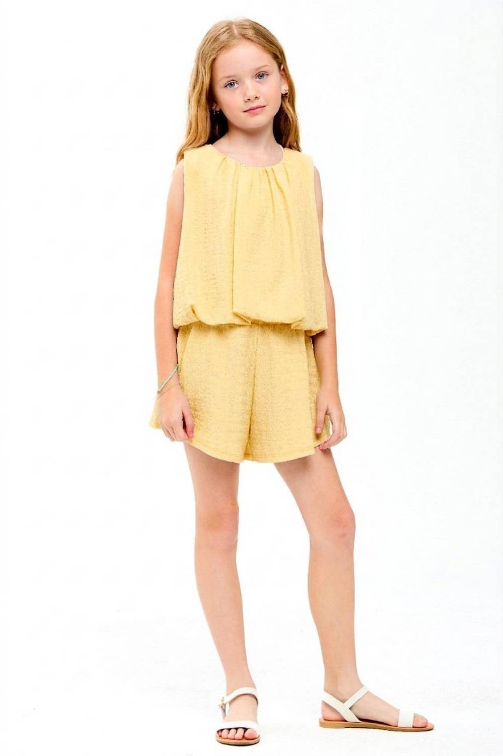 Curly Wrinkled Sleeveless Bubble Top