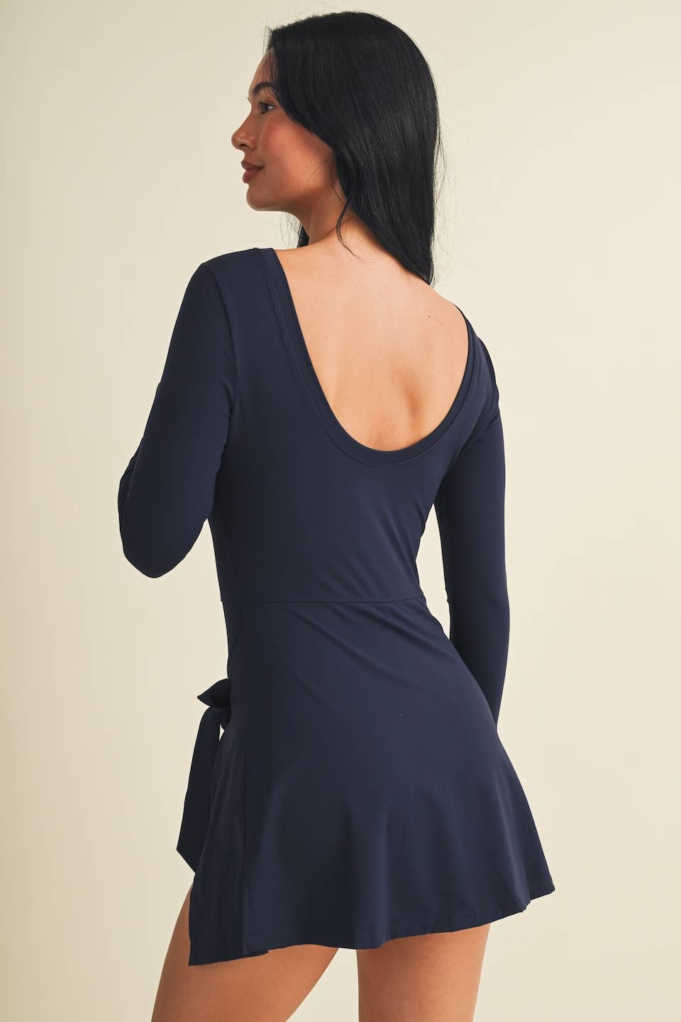 Long Sleeve Wrap Tie Front Dress