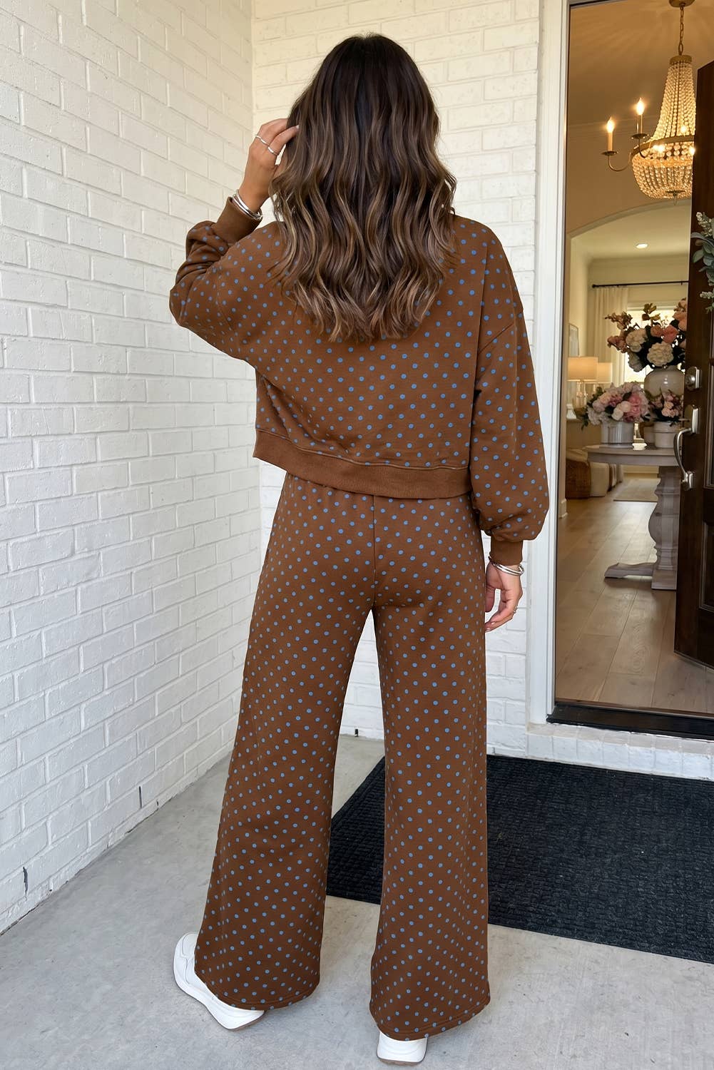 LAS Polka Dot Casual Shift Drawstring Pants Set