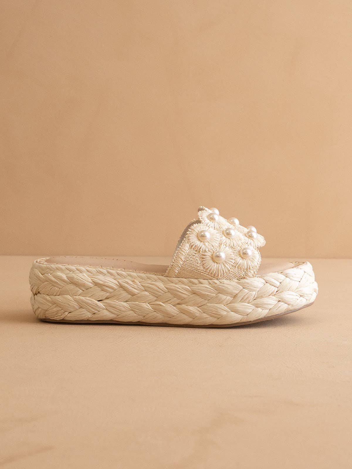 The Candice | Floral Raffia Platform Slide