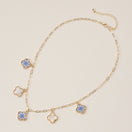 Switch Blue Floral &amp; Pearl Clover Charm Necklace: One / M-5SN11125 3 image