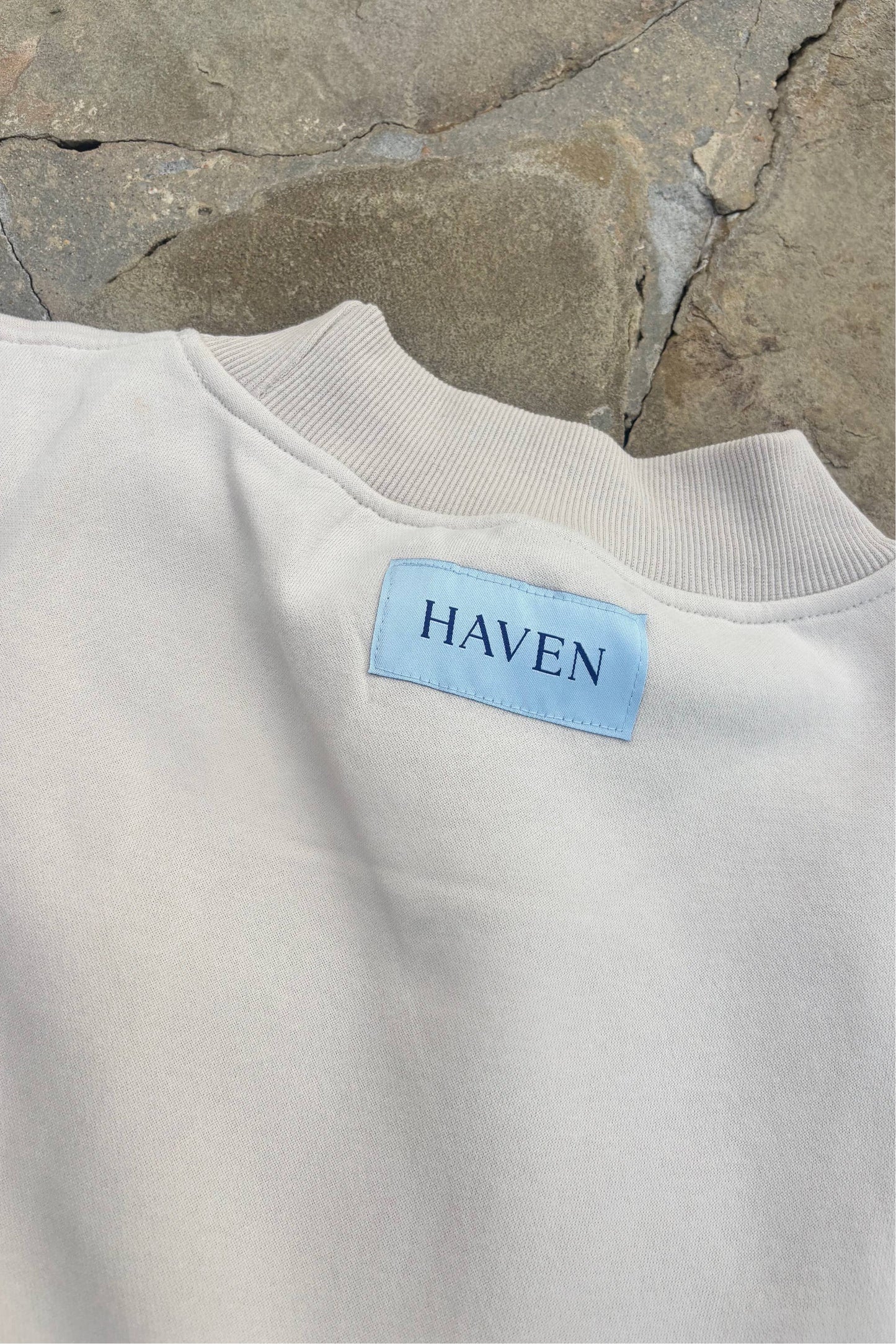 HAVEN Mock Neck Sweatshirt Beige: M