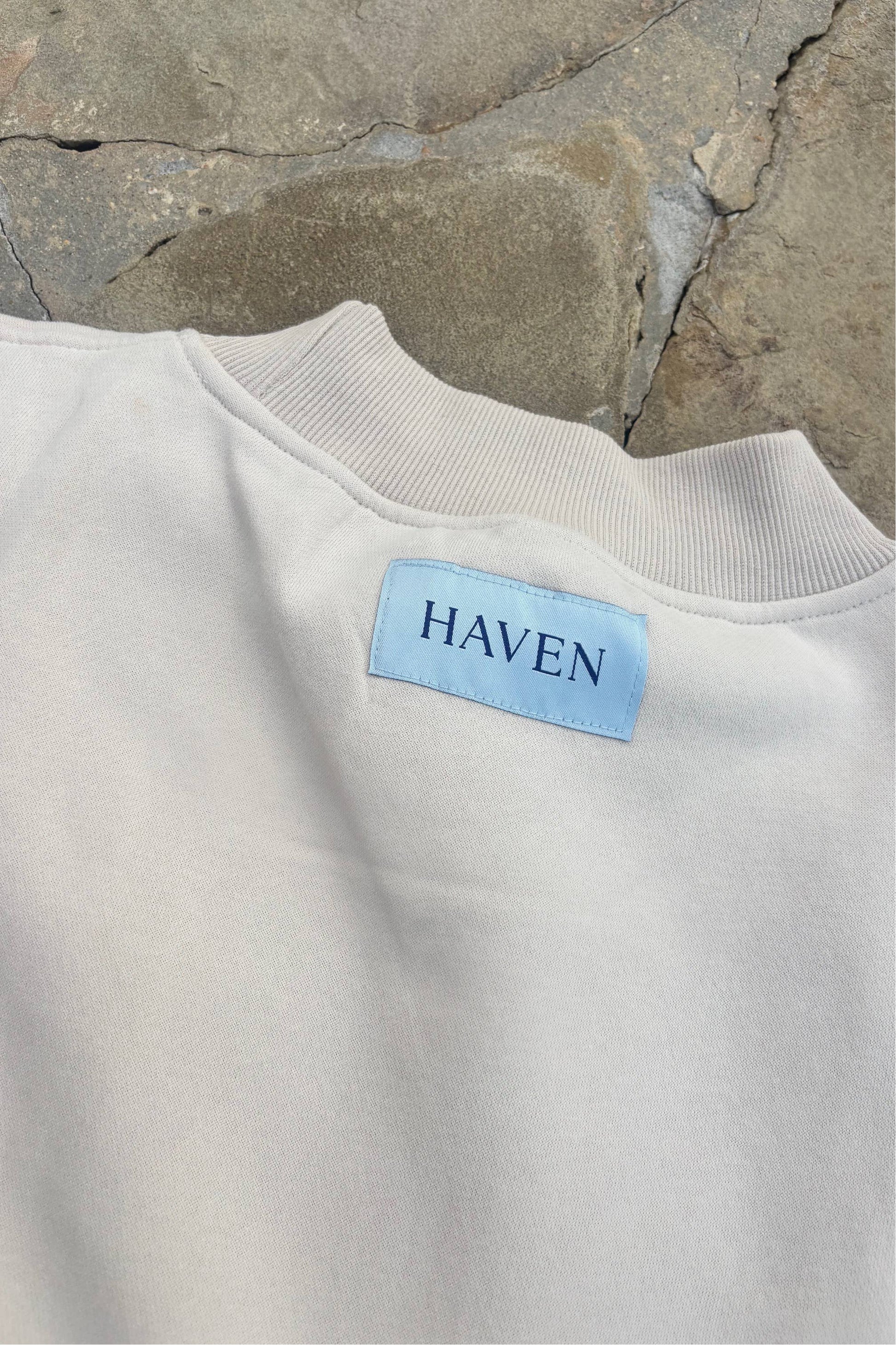 HAVEN Mock Neck Sweatshirt Beige: M