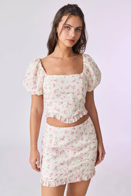 *Everly Printed Eyelet Set: Ivory/Pink