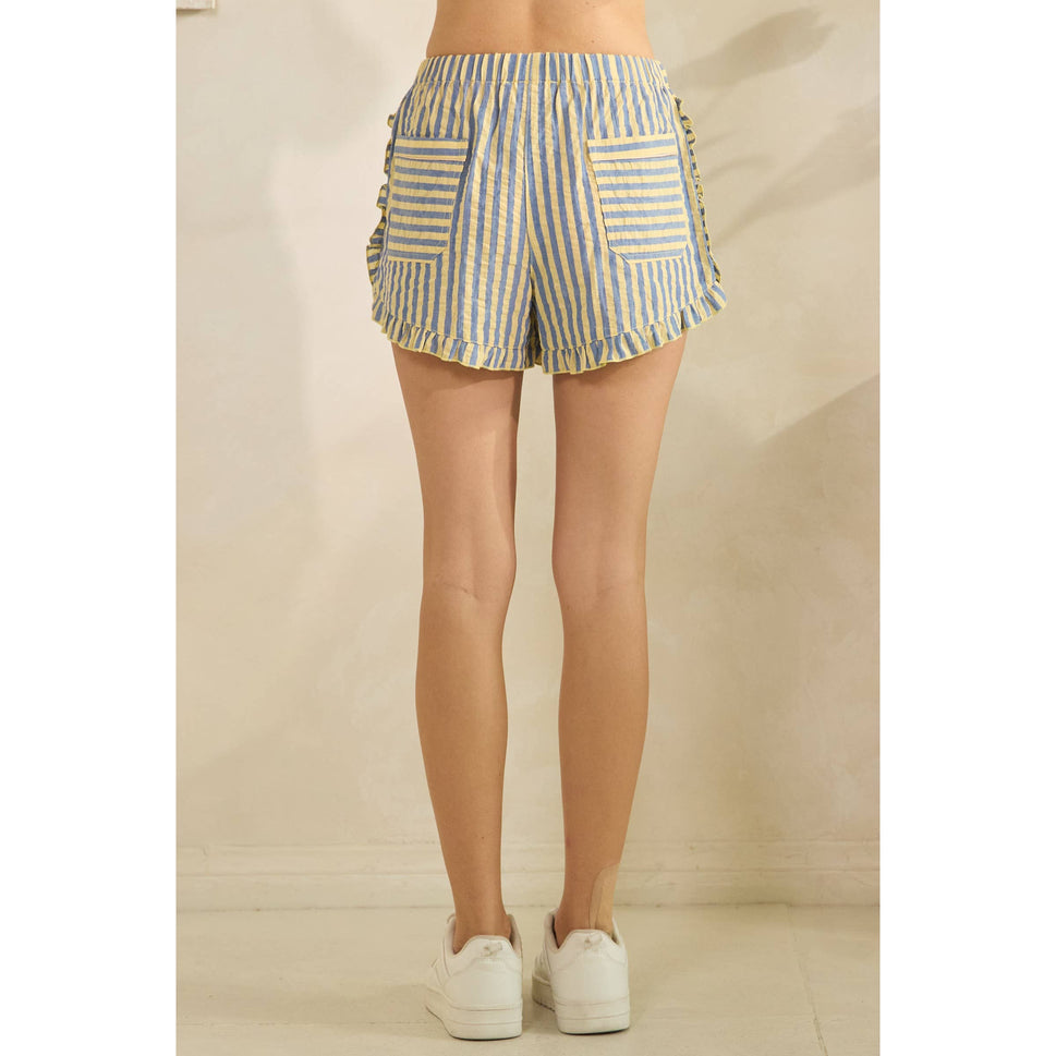 Boho Stripe Ruffle Lounge Shorts