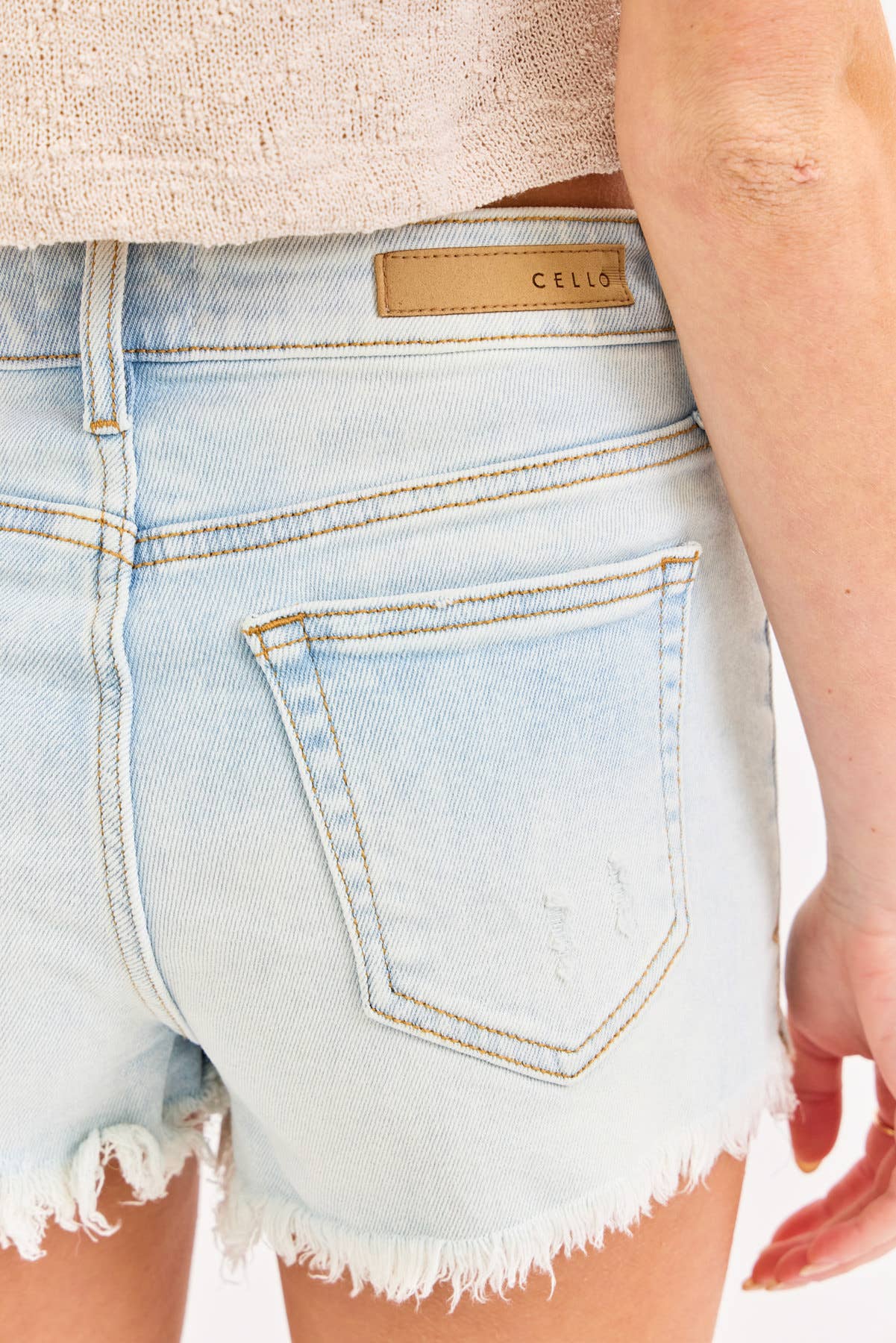 High Rise Fray Hem Shorts
