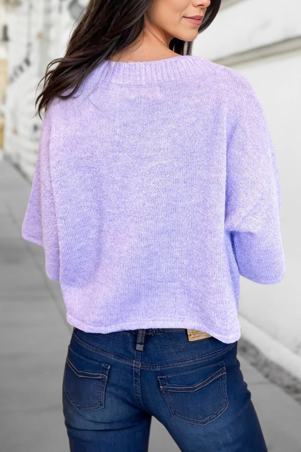 Chic 3/4 Sleeve Button Down Sweater Cardigan pink
