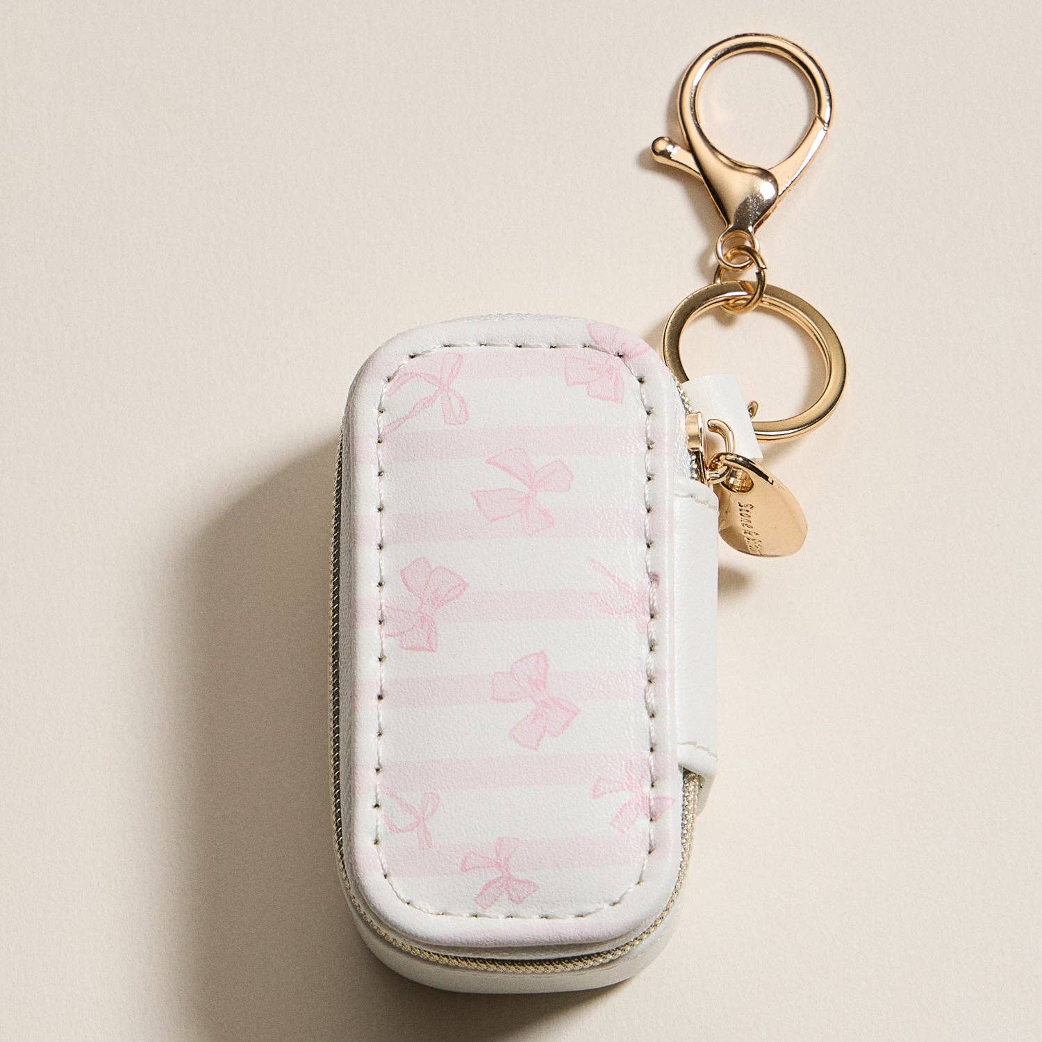 Mini Jewelry Travel Case with Keychain – Pink Bow Design: IV / ONE