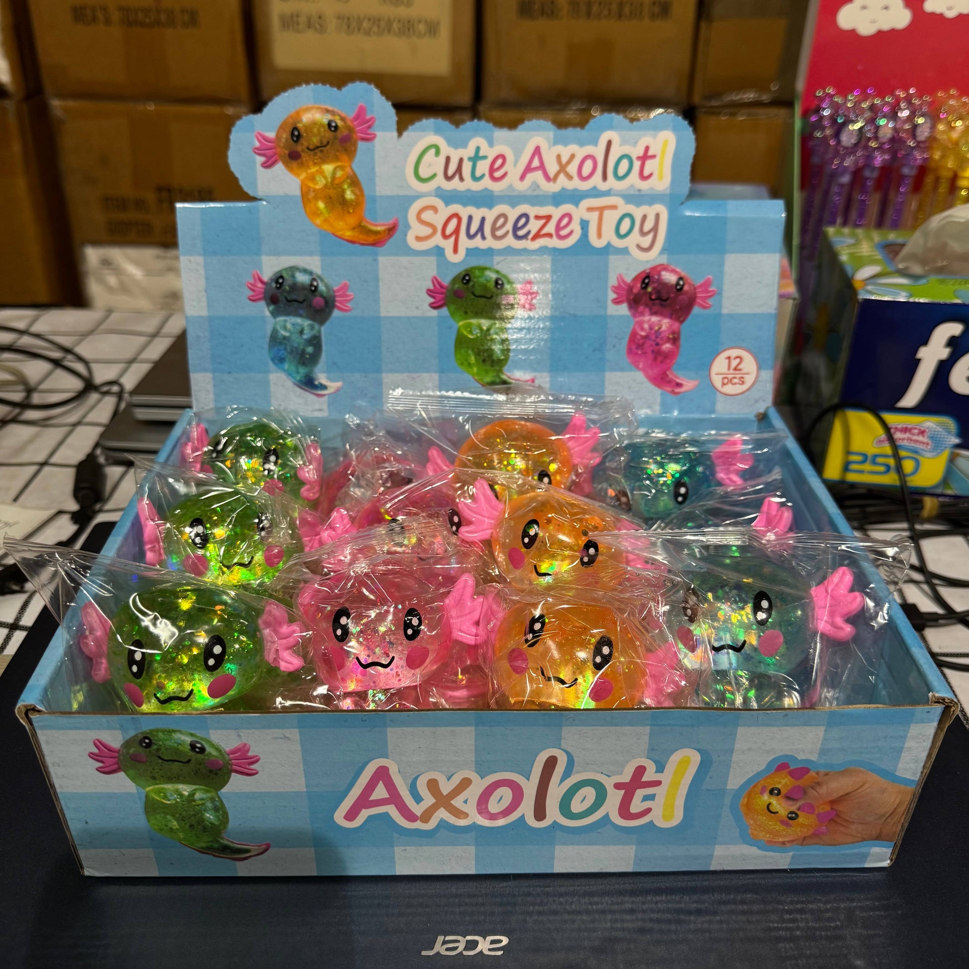 Sugar Squeeze Glitter Axolotl Toy | A055