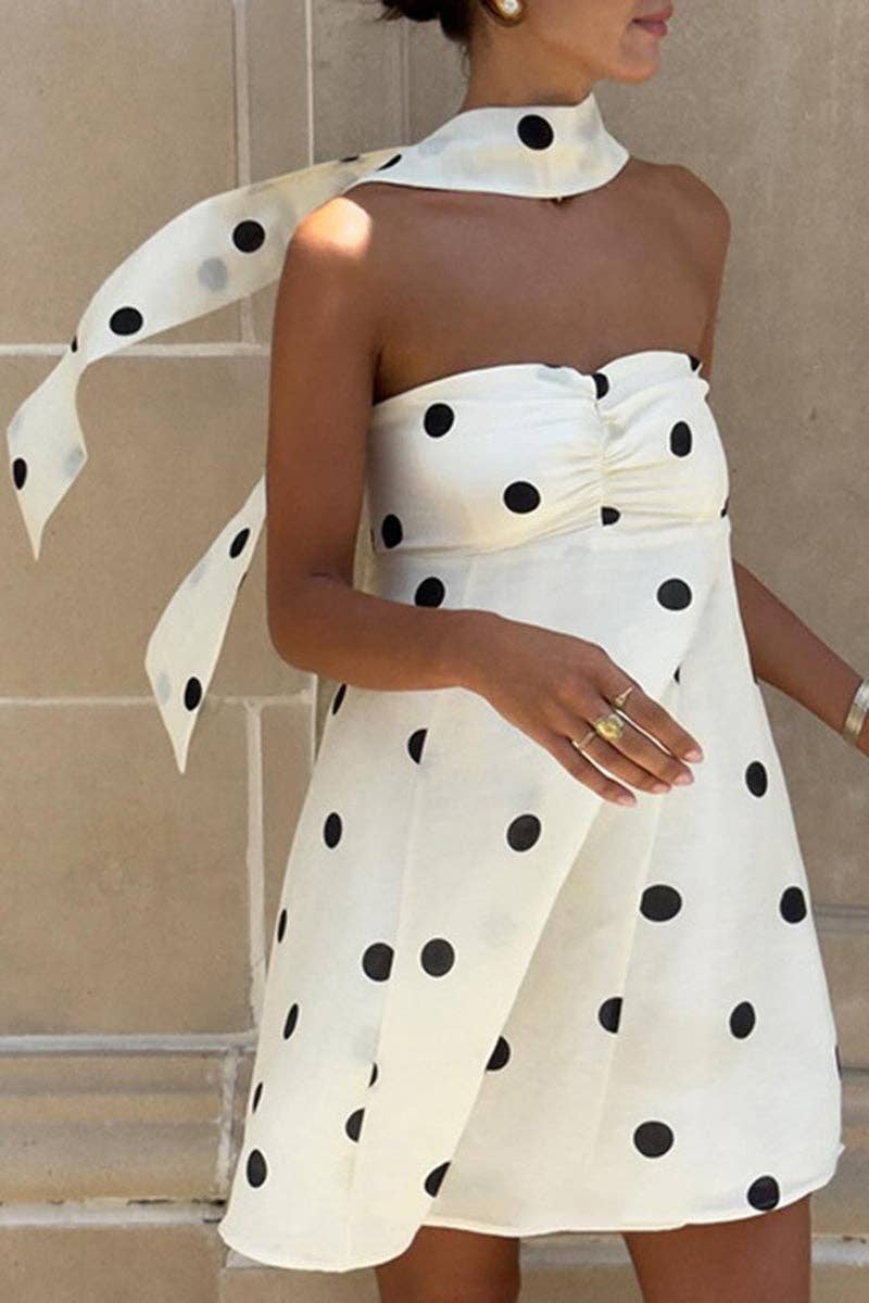 *Polka Dot Swing Dress: White
