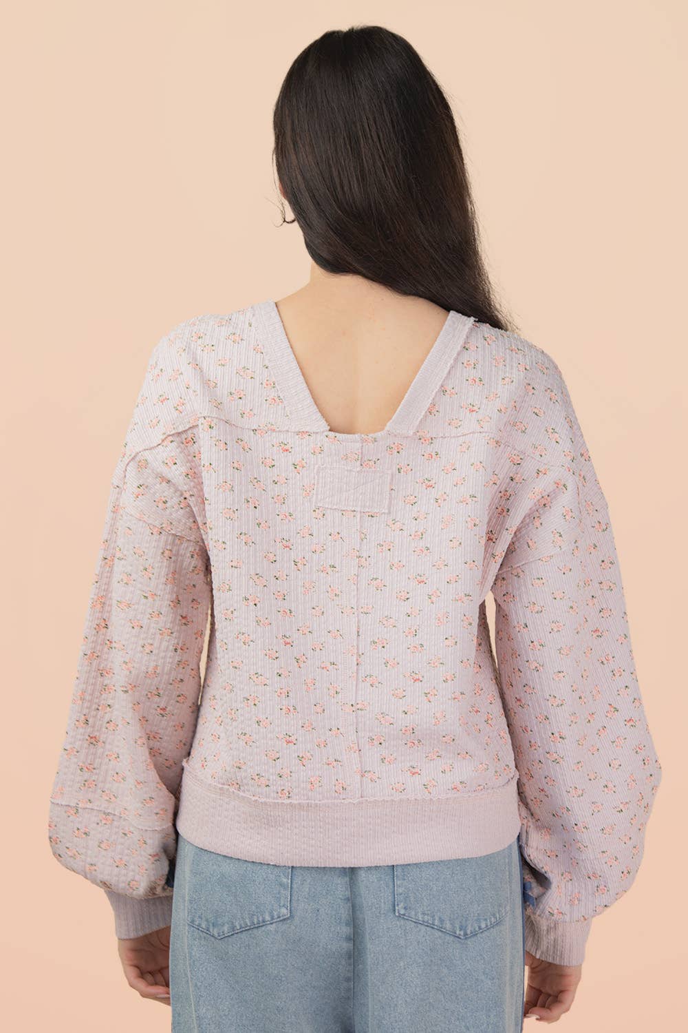 Blush Floral  Oversized Knit Top