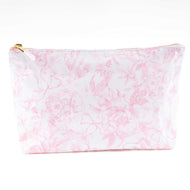 PINK BOW TOILE CLEAR COATED TRAVEL COSMETIC BAG CASE