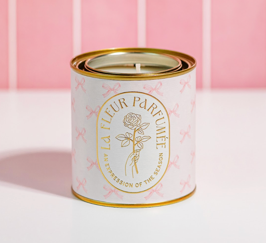 La Fleur Coquette Bow Print Soy Candle