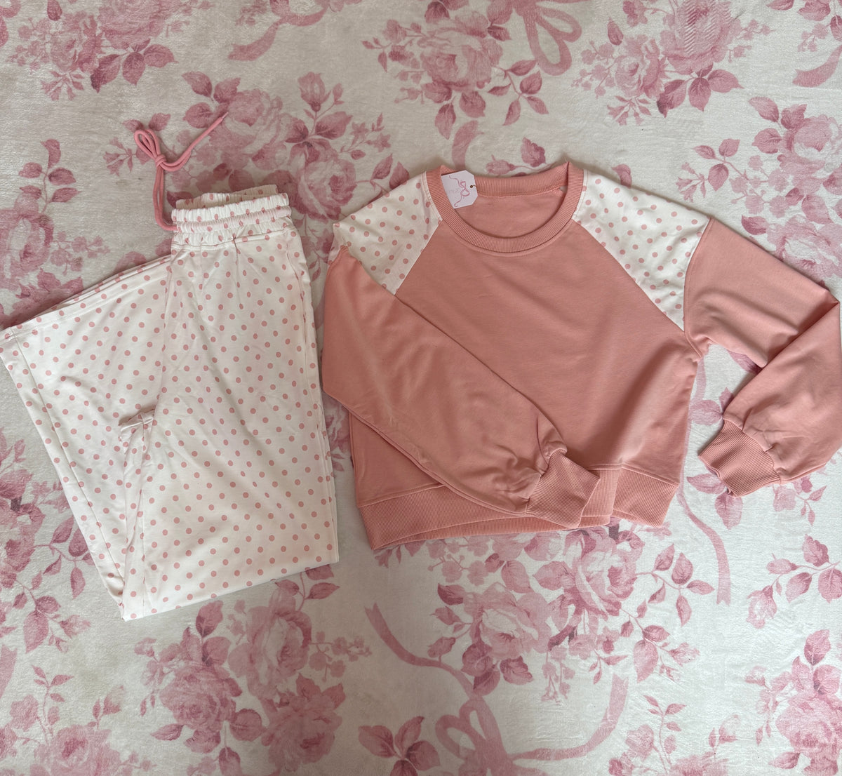 Polka Dot Lounge Set Pink