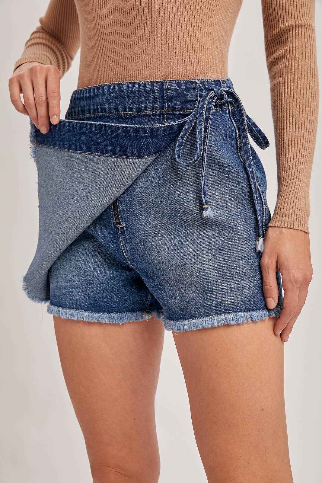 DENIM OVERLAPPING FRONT SKORT