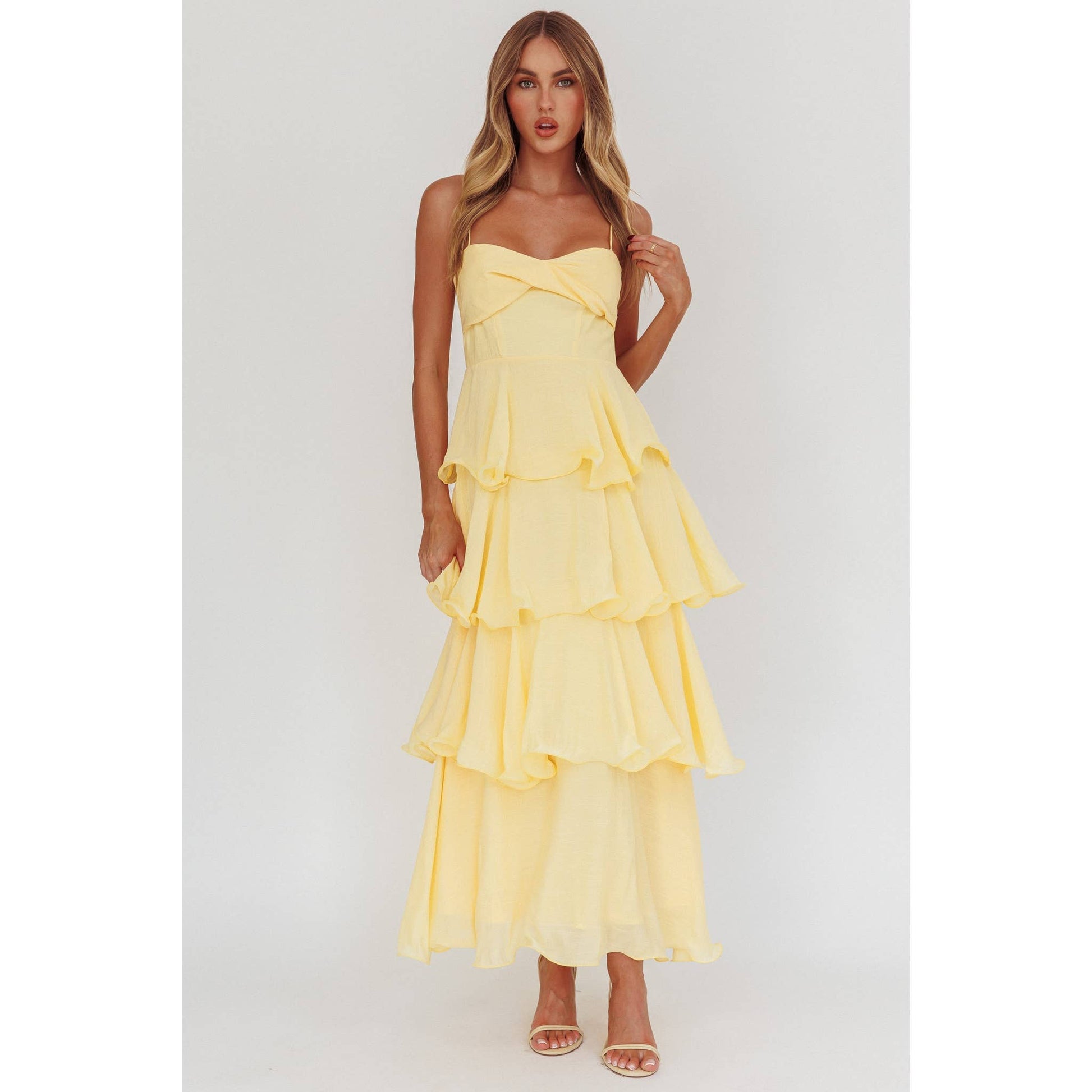 RUFFLE TIERED MAXI DRESS