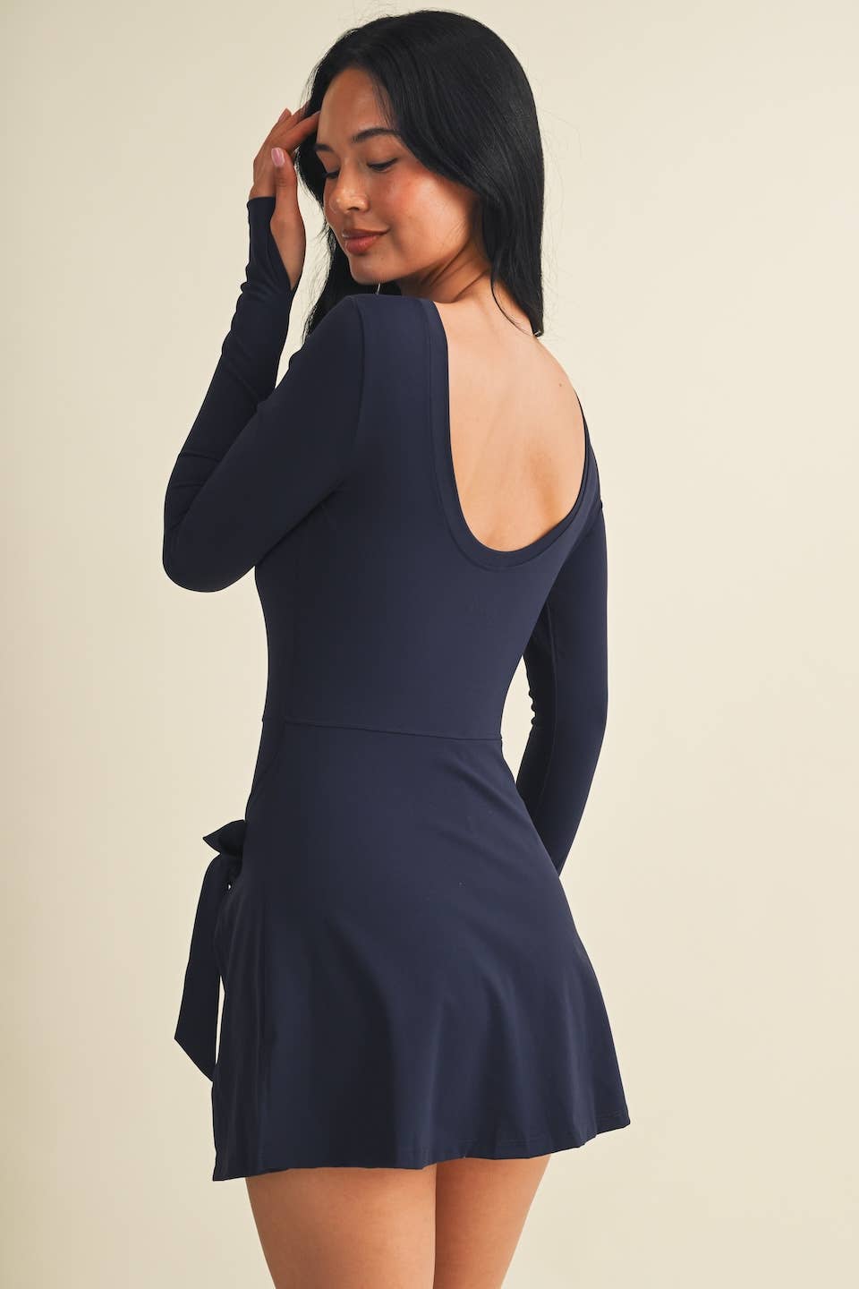 Long Sleeve Wrap Tie Front Dress