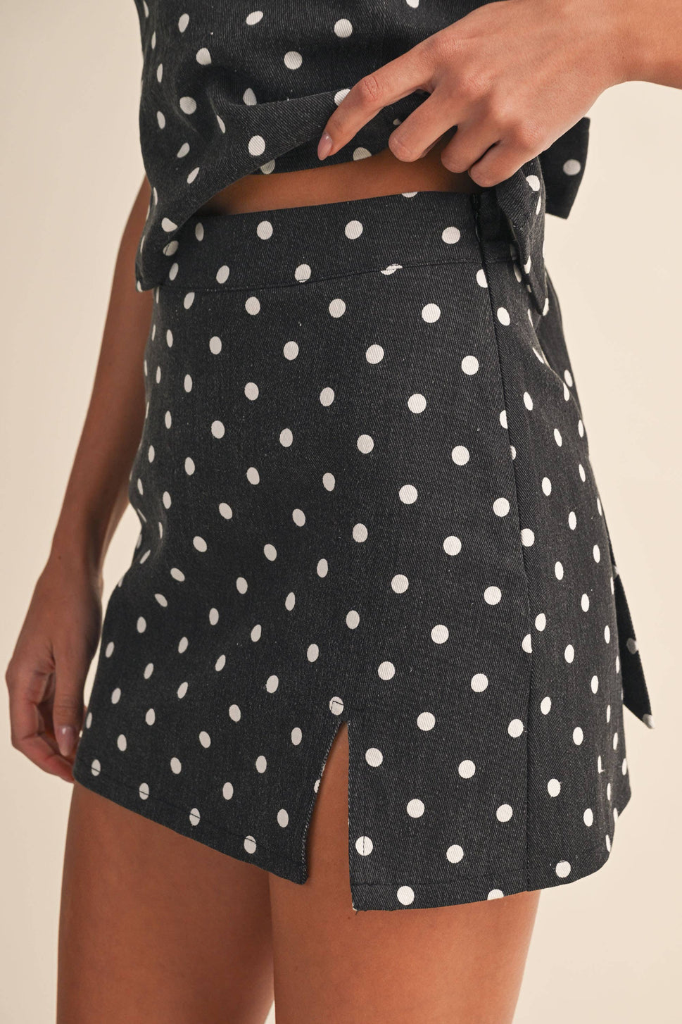 Polkadot Open Back Top And Mini Skirt