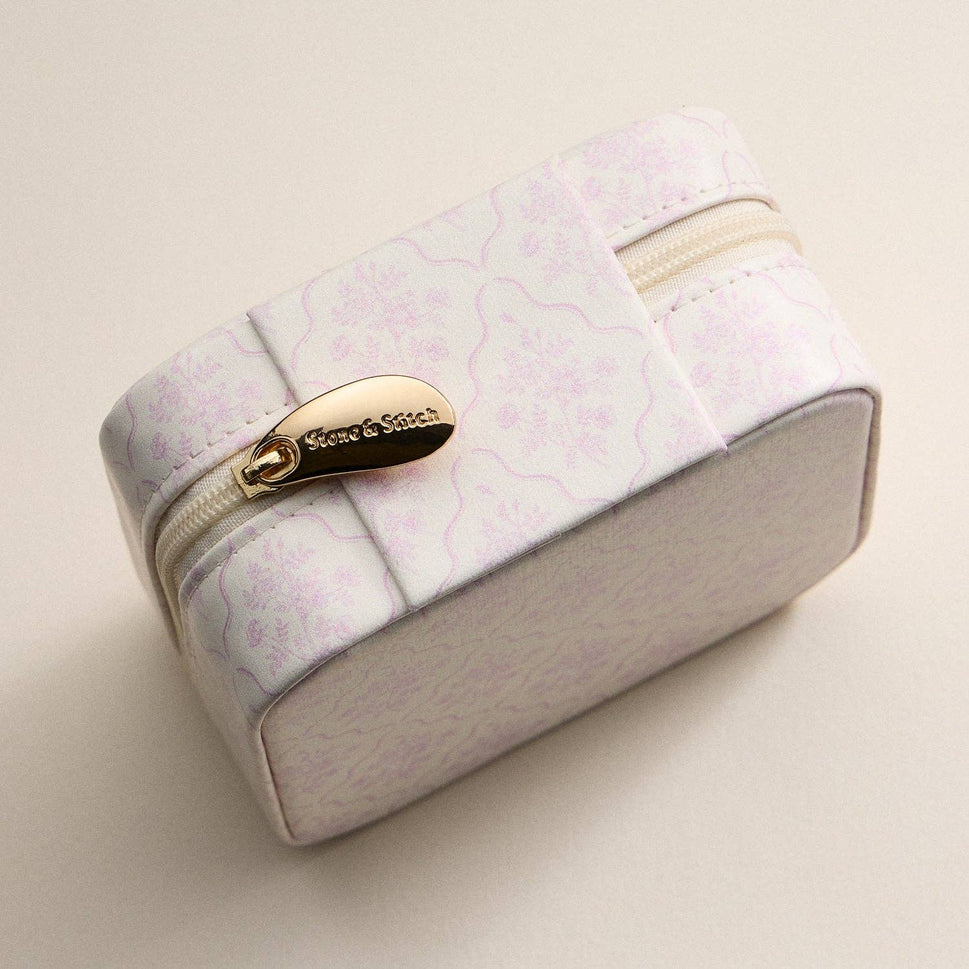 Pink Floral Travel Jewelry Case