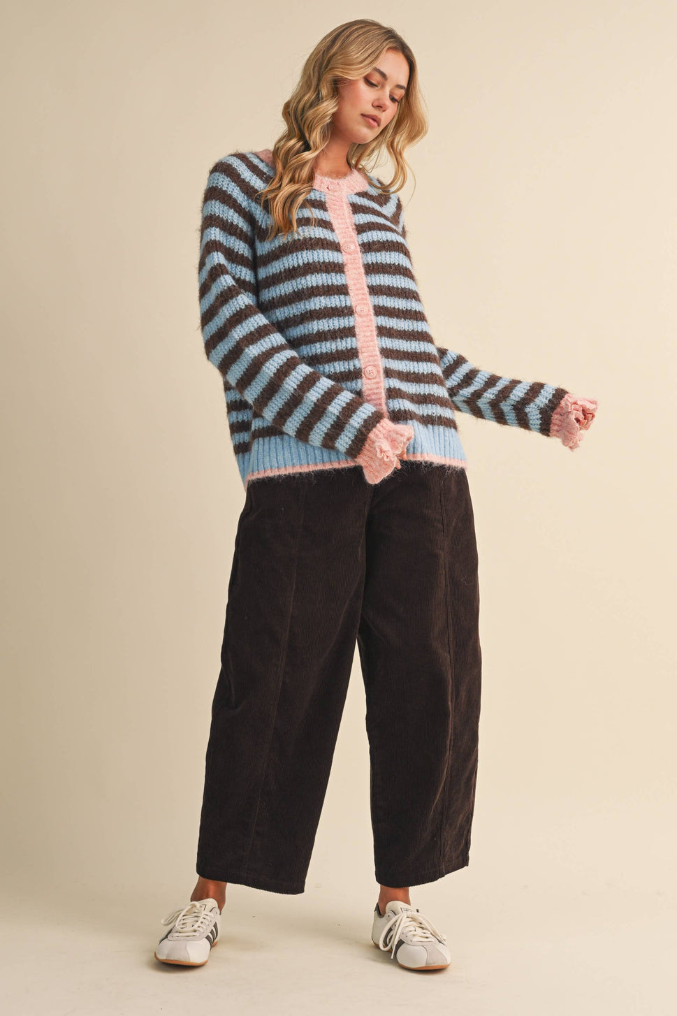 Ruffle Sleeve Stripe Sweater
